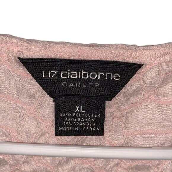 Liz Claiborne Career Pink Textured Short Sleeve Top XL Polyester/Rayon Blend - Picture 2 of 6